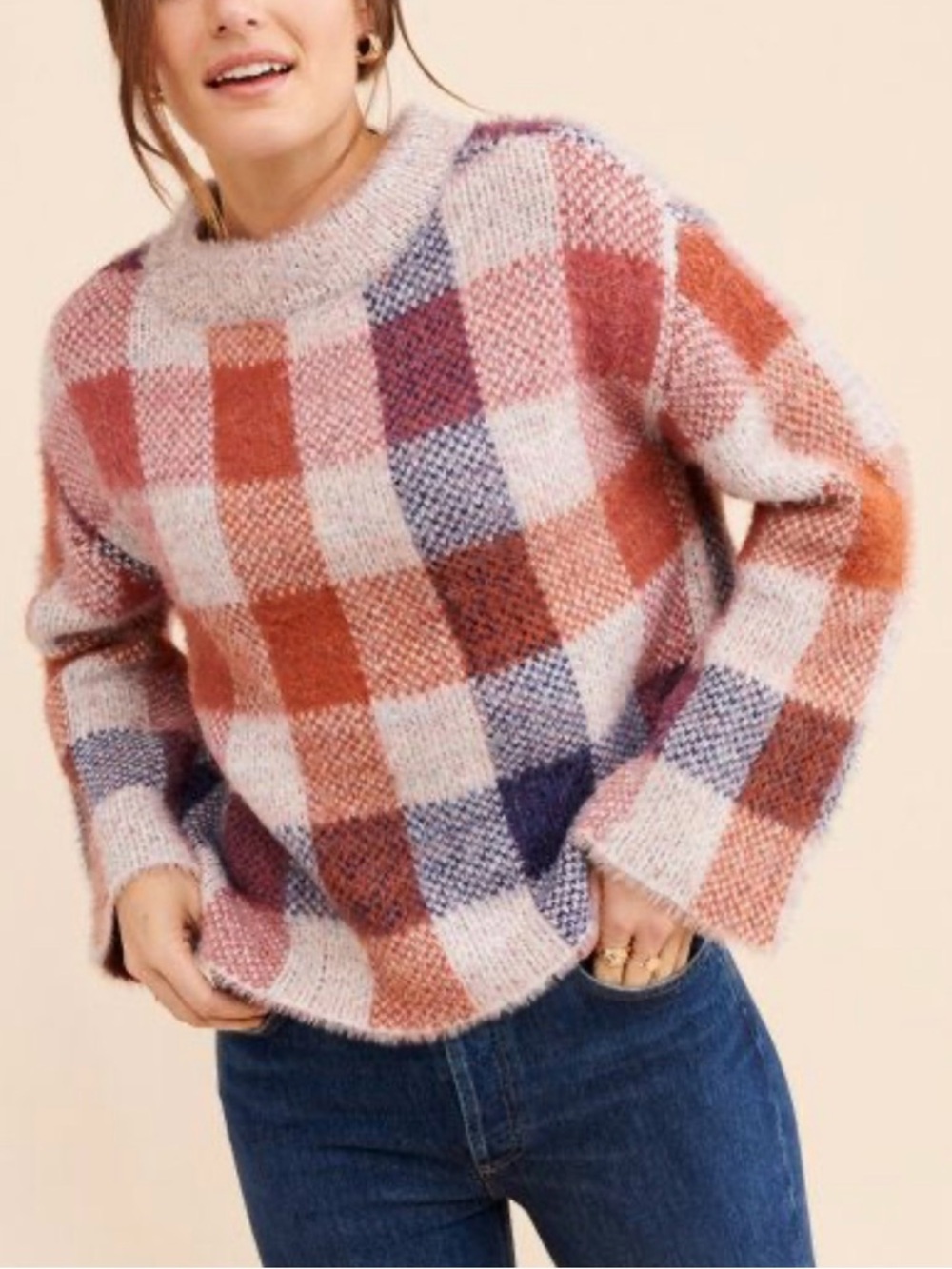 Medium ModCloth Fuzzy Plaid Sweater